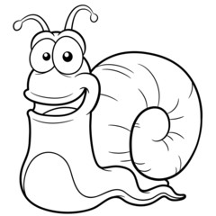 Vector illustration of snail cartoon - Coloring book