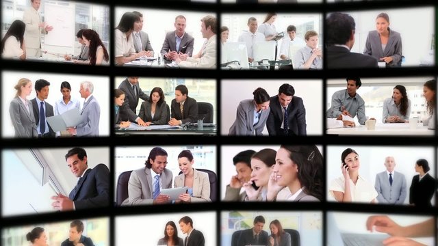 Montage presenting people at work