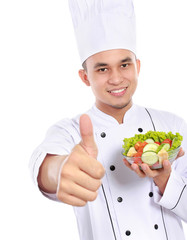 chef with healthy food