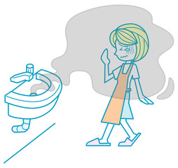 洗面所の悪臭に悩む女性