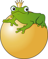 Froschkönig sitzt auf goldener Kugel
