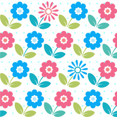 Colorful cute flowers seamless pattern
