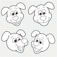 Vector Doodle Cute Dog Face Collection