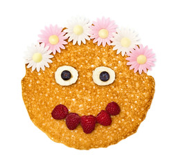 The person, face pancake decorated wafer edible