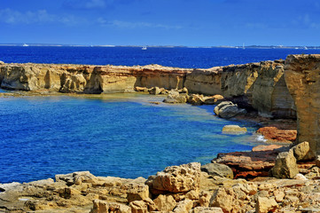 Punta de Sa Pedrera coast in Formentera, Balearic Islands, Spain