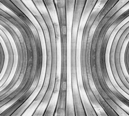 Curved deformed wooden wall