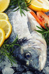 fresh seafood on ice