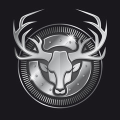 Cerf logo argent
