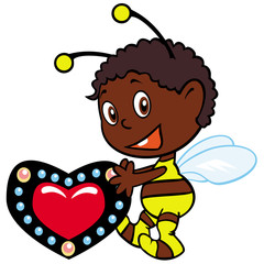 little bee  with heart