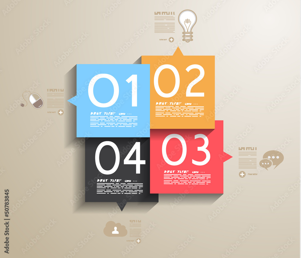 Poster Infographic design template with paper tags.