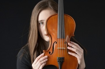 Girl behind violin