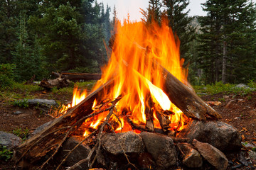 Campfire at Wilderness Campsite