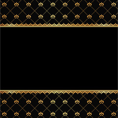 Vintage black background with frame of golden elements for text