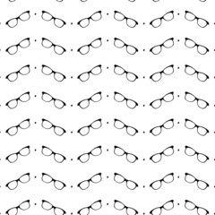 Seamless black and white pattern with eyeglasses