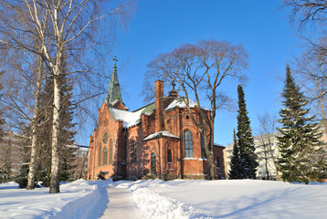 Jyvaskyla, Finland.  Park and city church