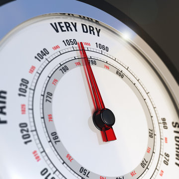 barometer dial set to very dry, weather forecast