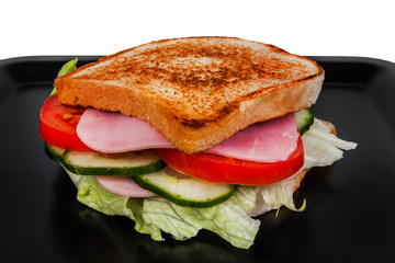 sandwich isolated on black and white background