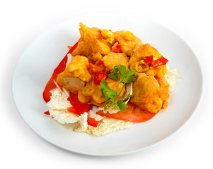 fried fish dish meal  isolated on white background
