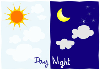 Day and night illustration background