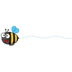 Cartoon bee buzzing in a straight line