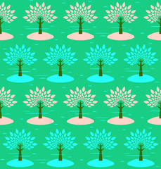 Blossoming trees. Seamless pattern. Vector background.