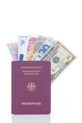 European passport with money