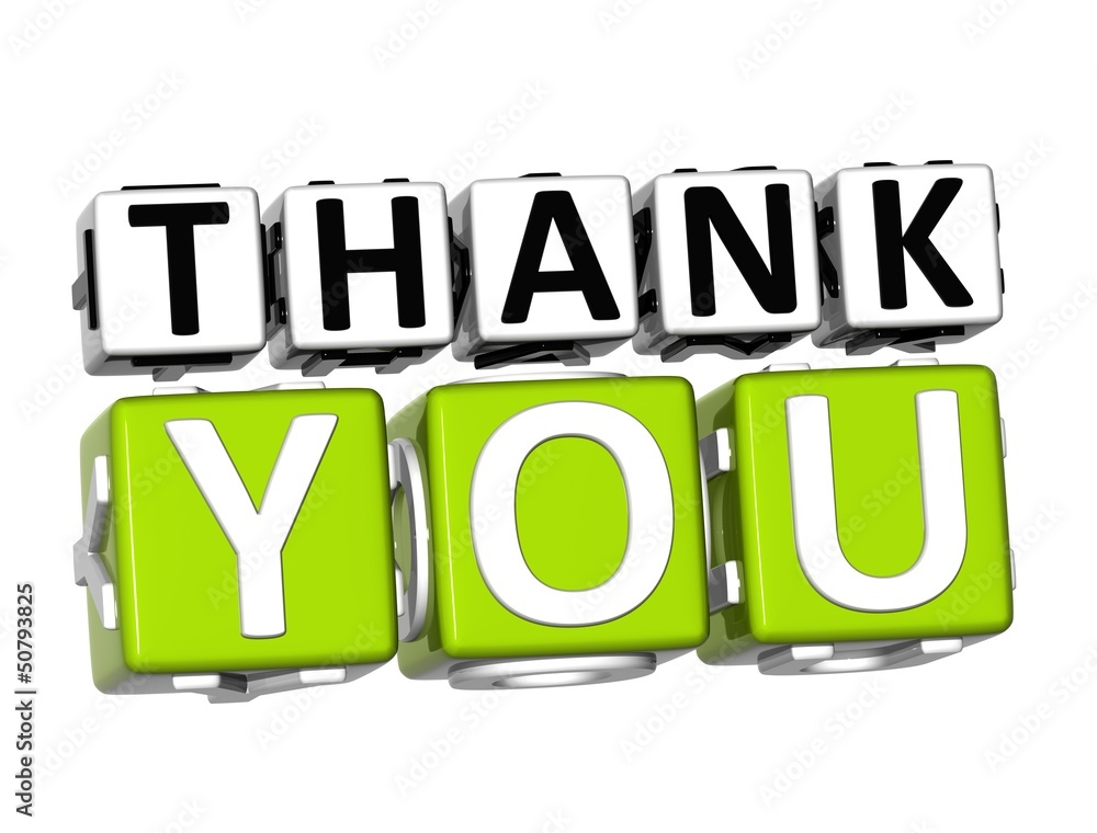 Fototapete 3d thank you button click here block text