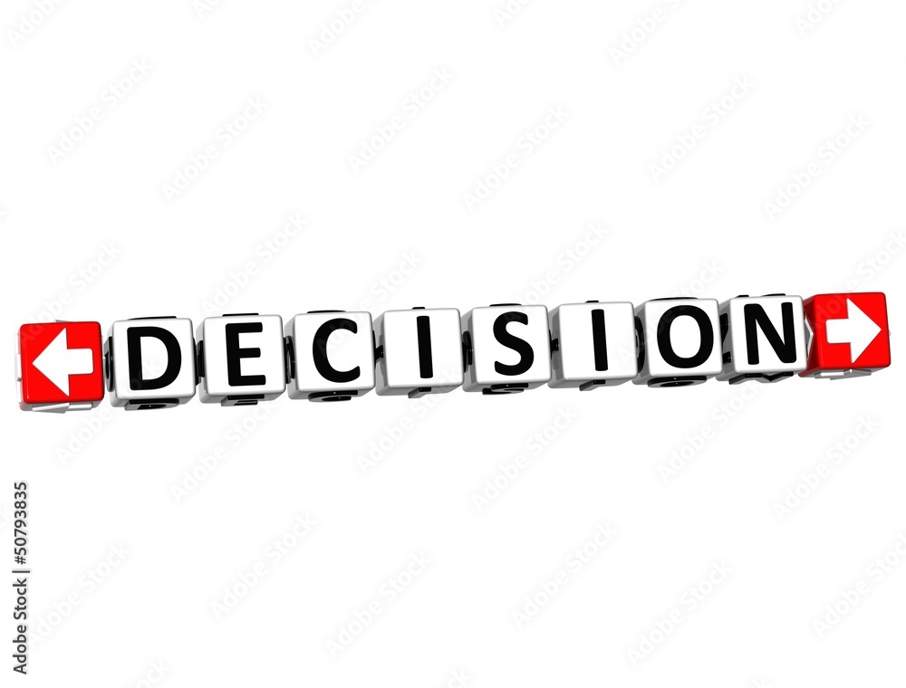 Poster 3d decision button click here block text
