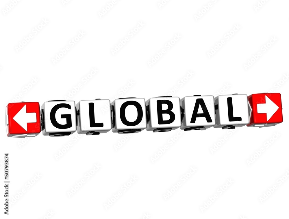 Poster 3d global button click here block text