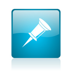 Fototapeta premium pin blue square web glossy icon