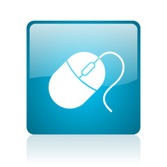 mouse blue square web glossy icon