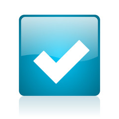 accept blue square web glossy icon