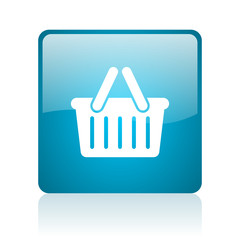 shopping cart blue square web glossy icon