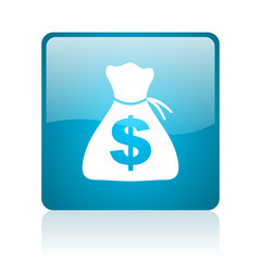 money blue square web glossy icon