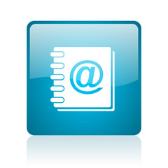 address book blue square web glossy icon