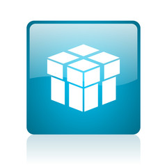 box blue square web glossy icon
