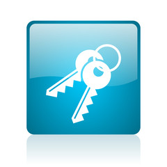 keys blue square web glossy icon