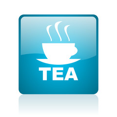 tea blue square web glossy icon