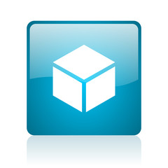 box blue square web glossy icon