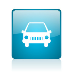car blue square web glossy icon