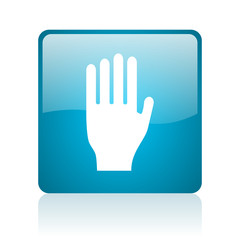 stop blue square web glossy icon