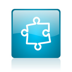 puzzle blue square web glossy icon