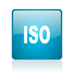 iso blue square web glossy icon