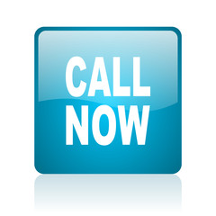 Fototapeta premium call now blue square web glossy icon