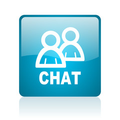 chat blue square web glossy icon