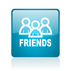 friends blue square web glossy icon