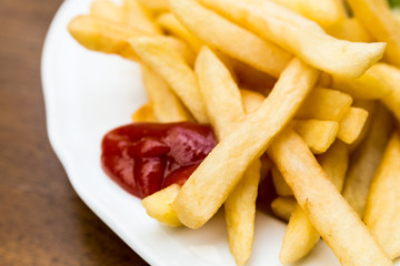 Golden French fries potatoes