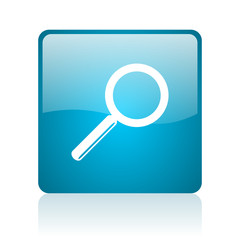 search blue square web glossy icon