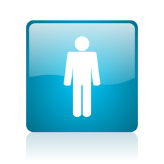 man blue square web glossy icon