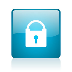 protect blue square web glossy icon